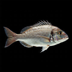 yellow sea bream fish on a black background