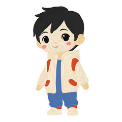 Adorable Cartoon Boy With Oil Paint Style Texture