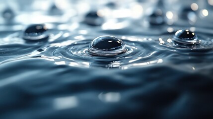 Water droplet impact concentric ripples