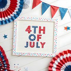 Obraz premium Top view of 04th July independence day
