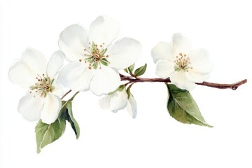 Fototapeta premium Watercolor white flower branch flowers blossom white flowers.