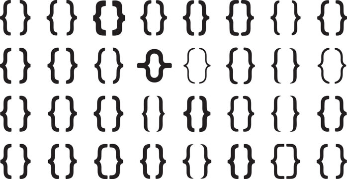 Extensive Bracket Set Showcasing Various Styles and Forms Vector Art