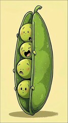 Four Peas in a Pod Illustration