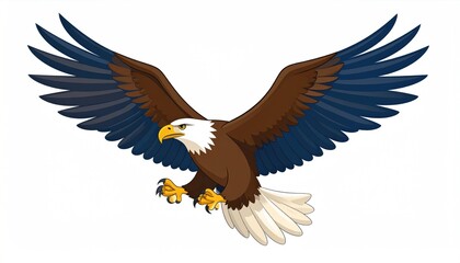 Fototapeta premium Bald eagle illustration soaring, powerful avian predator with outstretched wings