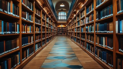 A business school library filled with books on marketing, finance, and strategy 