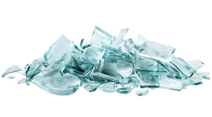 Pile of shattered, translucent glass fragments