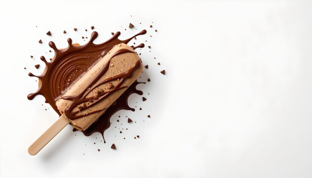 Delicious chocolate covered ice cream stick kulfa with rich toppings and creamy texture