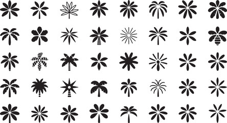 Palm Tree Silhouettes Set Ideal for Beach and Summer Illustrations