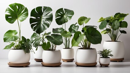 Fototapeta premium Indoor Green Plants Collection – Lush Houseplants for Fresh Home Décor