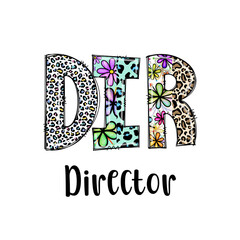 Colorful Director Title with Leopard Print and Flowers Design