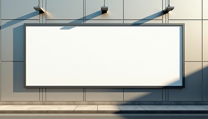 Mockup. Blank Rectangular Billboard Minimalistic Modern Style in White Gray Black for Advertisement 