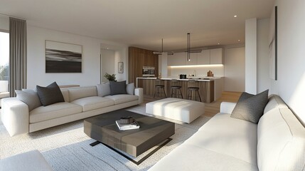 Scandinavian living spaces with neutral tones.