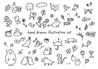 手描きのかわいいイラストセット