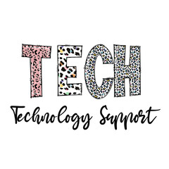 Colorful Leopard Print Tech Support Design
