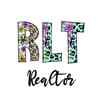 Colorful RLT Realtors Design with Flowers and Leopard Print