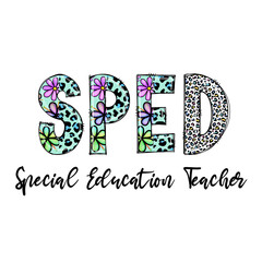 Cute SPD Special Education Teacher Design with Flowers and Leopard Print
