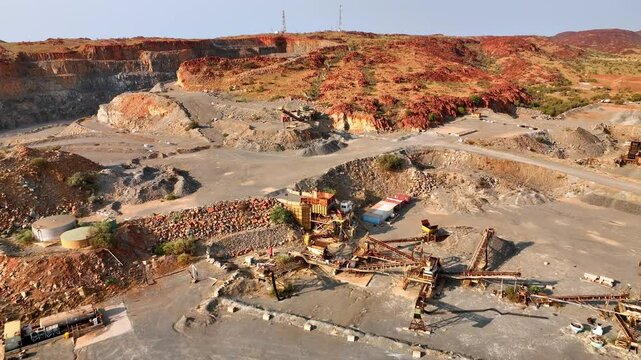 Flying Over Mining Site In Karratha, Western Australia - Drone Shot