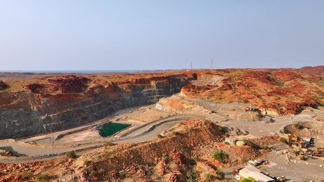 Artificial Lake At Karratha Mining Site In Australia - Aerial Shot