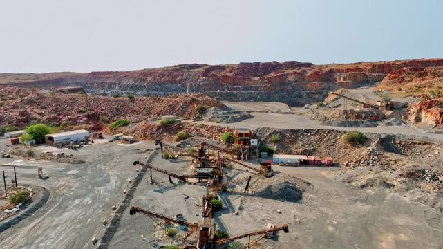Karratha Mining Site At Daytime In Western Australia - Aerial Pullback