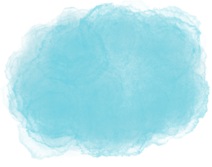 Bright aqua watercolor patch with soft edges. Versatile design element suitable for illustrations, backgrounds, collages, presentations