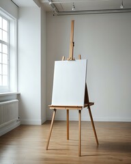art easel with blank canvas