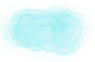 Bright aqua watercolor patch with soft edges. Versatile design element suitable for illustrations, backgrounds, collages, presentations