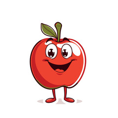 Cheerful Red Apple Fruit Character Perfect Vector Sticker Illustration