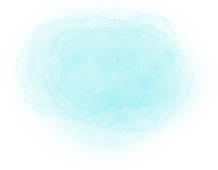 Lush turquoise gradient watercolor spot. Light blue soft and airy aquarelle stain for design elements, backgrounds, collages