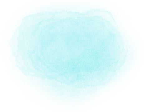 Lush turquoise gradient watercolor spot. Light blue soft and airy aquarelle stain for design elements, backgrounds, collages