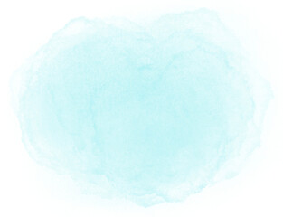 Turquoise, blue watercolor stain with wash. Aquarelle abstract blur stain for design and decor backgrounds, banners, flyers.