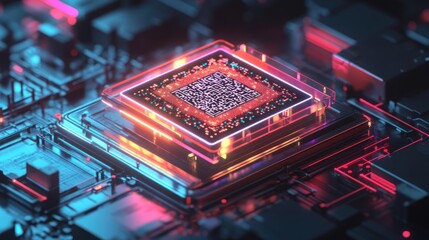 Obraz premium Futuristic Processor: A Neon Glow in the Digital Age