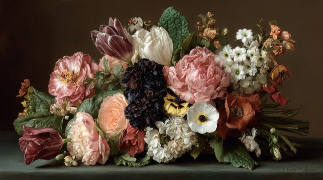 abstract contemporary decoration copy space background with fowers and bledns in trailing space for text and greeting card.