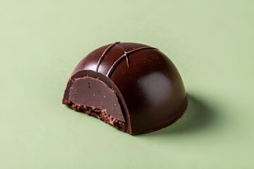 Obraz premium Dark Chocolate Still Life on Olive Green Background – Minimalist Food Photography