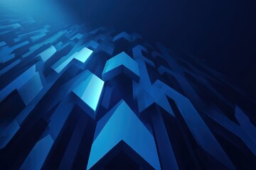 Up arrows on dark blue abstract background illustration vector for business and finance, copy space composition, growth concept. High quality