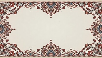 Obraz premium Decorative Floral Frame with Eastern-inspired Ornament for Invitation or Background