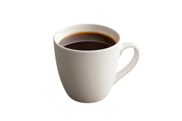 Obraz premium A white mug filled with dark coffee sitting still on transparent background