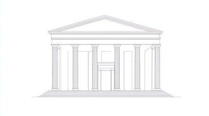 Classic building facade, architectural drawing, front view, vector illustration, for educational or design purposes