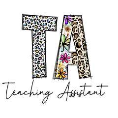 Fototapeta premium TA Teaching Assistant Design with Leopard Print and Floral Patterns