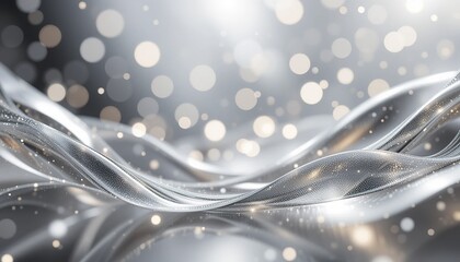 Abstract Silver Fabric with Sparkling Bokeh Background