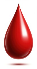 Obraz premium A Single Drop of Crimson Red: A Vivid Illustration of a Blood Drop Against a White Background