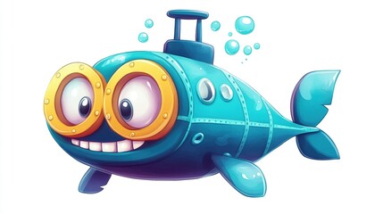 Cute submarine with big eyes