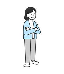 腕組みをする女性のイラスト　ベクター
