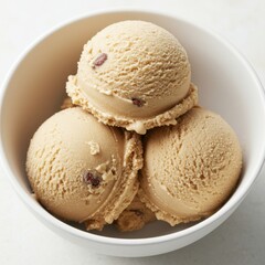 Bowl with three scoops of ice cream