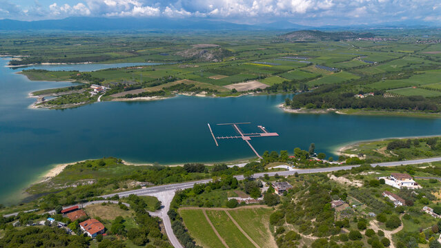 Neraida bridge or Servia Bridge on Polyfytos lake in Kozani.
