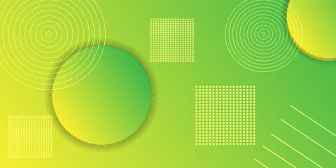 Modern abstract background with shades of yellow and green and memphis elements as well as digital and technological themes.