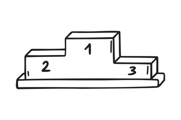 podium 1, 2 and 3 place. winner podium icon doodle hand drawn. Outline line drawing clipart symbol