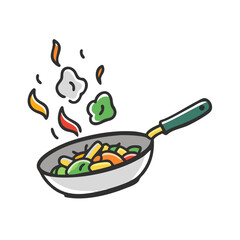 stir frying vegetables icon, stir frying vegetables vector illustration-simple illustration of stir frying vegetables, perfect for stir frying vegetables logos and icons