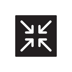 Obraz premium Minimize icon with arrows pointing inward, representing screen reduction, window resize, or zoom out in minimalistic black design