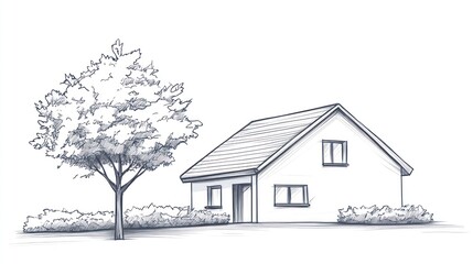 Sketch of a House and Tree, Exterior Design