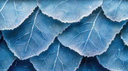 Obraz premium Frozen blue leaves close-up